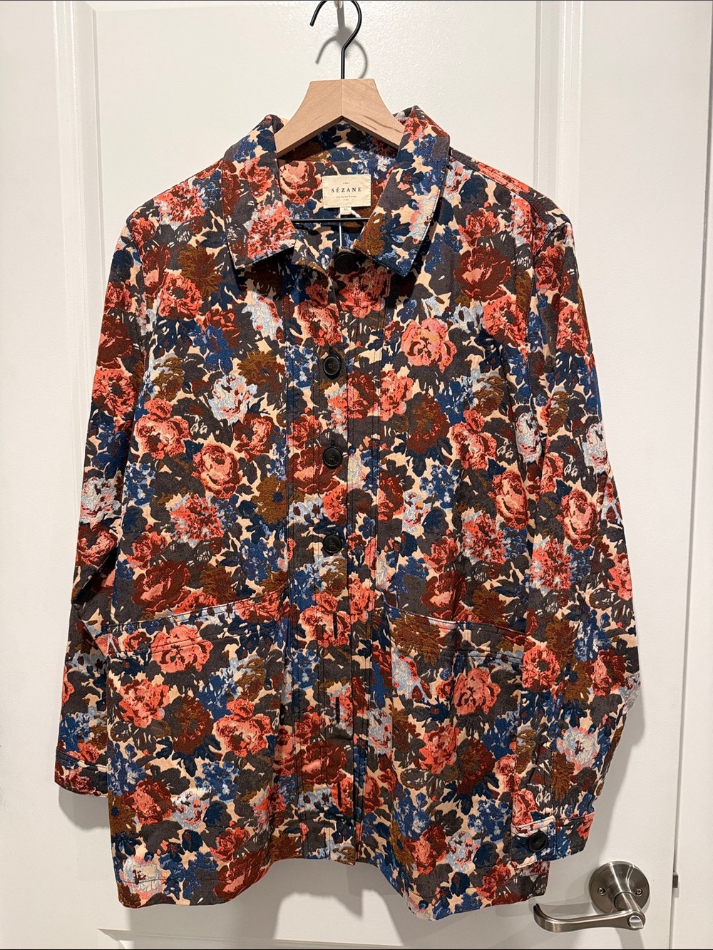 Sezane Will Jacket Jacquard October Roses - Size XL